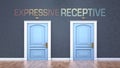 Expressive and receptive as a choice - pictured as words Expressive, receptive on doors to show that Expressive and receptive are