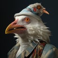 Expressive Seagull Holding Fish: Playful Photobashing Artwork With Strong Facial Expression