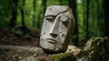 Expressive Stone Sculpture In The Forest