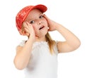 Expressive surprised little girl holding her face Royalty Free Stock Photo