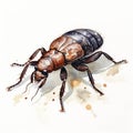 Expressive Watercolor Beetle Illustration With Raw Materials Style