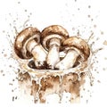 An expressive watercolor depiction of a champignon mushroom