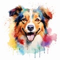 Expressive Watercolor Dog Portrait on a White Canvas
