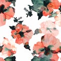 Expressive watercolor flowers in a rich palette of reds create a vibrant, abstract pattern, perfect for dynamic and