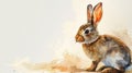 Expressive Watercolor Rabbit with Warm Tones on a Textured Background