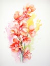 Expressive Watercolor Snapdragon with Vibrant Open Mouth AI Generated