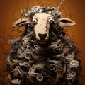 Expressive Wire Sculpture: A Satirical Caricature Of A Sheep