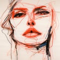 Expressive Woman\'s Face In Loose And Gestural Style Drawing