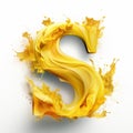 Expressive Yellow Letter S In Zbrush Style Clipart