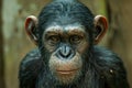 Expressive Young Chimpanzee Portrait in Natural Jungle Habitat with Vivid Textures and Detail Royalty Free Stock Photo