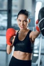 expressive young female boxer training Royalty Free Stock Photo