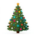 Expressively colored festive tree artwork isolated on a pure white surface Royalty Free Stock Photo