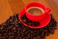 Expresso coffee in red cup Royalty Free Stock Photo