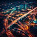 Expressway Top View Road Traffic, an Essential Infrastructure. AI