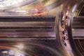 Expressway top view, Road traffic an important infrastructure, Drone aerial view fly in circle,