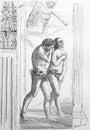 Expulsion of Adam and Eve by Mosaccio in the old book La Peinture Italienne, by G. Lafenestre, 1885, Paris