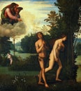Expulsion of Adam and Eve from paradise Royalty Free Stock Photo