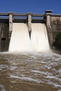 Expulsion of water after heavy rains in the embalse de Puente Nuevo