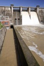 Expulsion of water after heavy rains in the embalse de Puente Nuevo