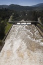 Expulsion of water after heavy rains in the embalse de Puente Nuevo to Guadiato river