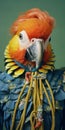 Exquisite Analog Portrait Of A Parrot With Braided Braids And Trachten