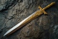 Exquisite Ancient relic sword gold. Generate Ai