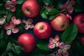 Exquisite Apple flowers plate nature. Generate Ai Royalty Free Stock Photo