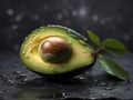 Exquisite Avocado Elegance: Close-Up in High Definition â Water Droplets
