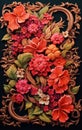 Exquisite Bas-Relief Floral Carving with Warm Autumn Hues Royalty Free Stock Photo
