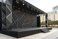 Exquisite black stage mockup with geometric pattern Royalty Free Stock Photo