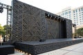 Exquisite black stage mockup with geometric pattern Royalty Free Stock Photo