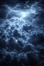 Exquisite  black stormy sky with thunder and lightning, thunderstorm background. dark clouds before rain. a powerful thundero Royalty Free Stock Photo