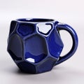 Exquisite Blue Coffee Mug With Geometric Design And Playful Use Of Light