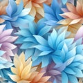 Exquisite blue and orange flower wallpaper with leaf patterns (tiled)