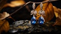 Exquisite Blue Sapphire Dangling Earrings With Blue Diamonds