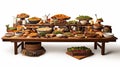 Exquisite Buffet Table With Hyperrealistic Rendering And Meticulous Design