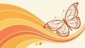 Exquisite Butterfly with Patterned Wings on Abstract Waves, Springtime Art, vector design Generative AI Royalty Free Stock Photo