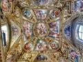 Exquisite ceiling of Gallery of Maps, Vatican museum, Rome. Royalty Free Stock Photo