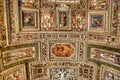 Exquisite ceiling of Gallery of Maps, Vatican museum, Rome. Royalty Free Stock Photo