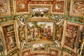 Exquisite ceiling of Gallery of Maps, Vatican museum, Rome. Royalty Free Stock Photo