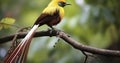 The Exquisite Cendrawasih Bird Adorning a Verdant Branch