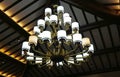 A exquisite chandelier hangs from the roof.. Royalty Free Stock Photo