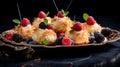 Exquisite Coconut Macaroons With Golden Crust And Fresh Berries Photography