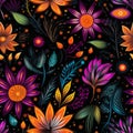 Exquisite and colorful floral seamless pattern with a stunning array of vibrant colors