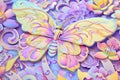 Exquisite craftsmanship: colorful butterfly and flower organic paper sculpture design, an illustration of dreamy romance