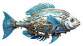 Exquisite Craftsmanship: A Hyper-realistic Baroque-inspired Blue Fish With Gears