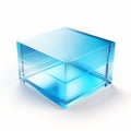 Exquisite Craftsmanship: Transparent Blue Cube In Neo-plasticist Design