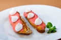 Exquisite cream dessert eclairs Royalty Free Stock Photo