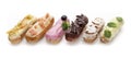 Exquisite cream dessert eclairs Royalty Free Stock Photo