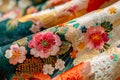 Elegant Japanese floral kimono fabric Royalty Free Stock Photo